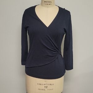 Escada Navy Wrap Blouse